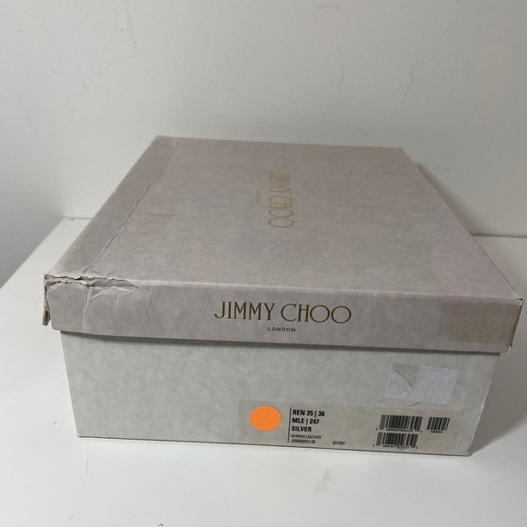 Jimmy Choo Silver Mirrored Leather Barbiecore Sandals Size 6 - Picture 12 of 12